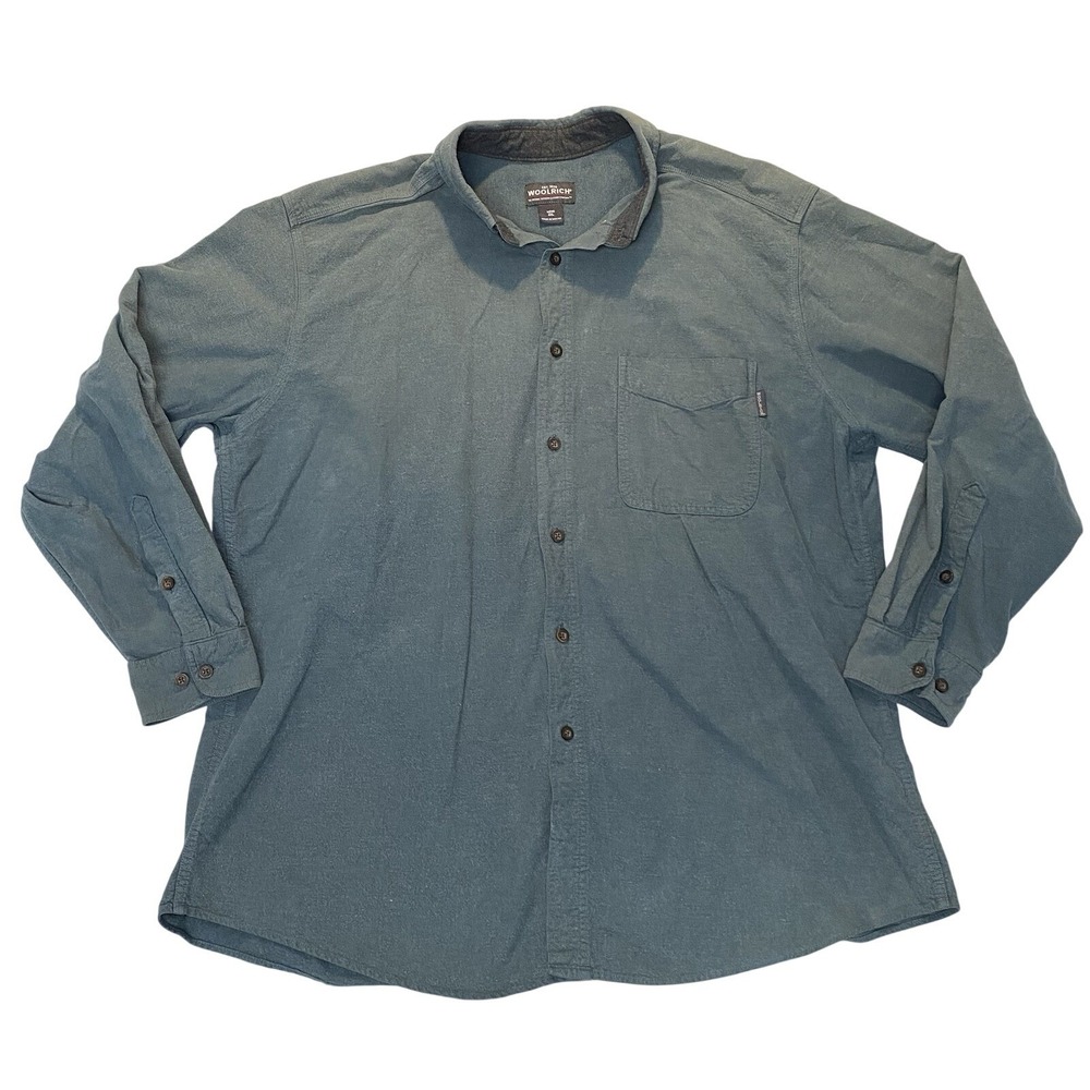 Woolrich Mens 2XL Green Button‎ Up Shirt Long Sleeve Casual Outdoor